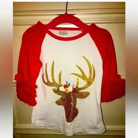 BOUTIQUE CHRISTMAS SHIRT SIZE SMALL BEAUTIFUL DEER HEAD EUC - Picture 1 of 5